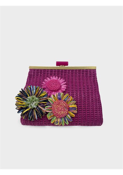 POCHETTE MARBELLA IN PAGLIA+FIORI NALì | SNPC0022FUCSIA