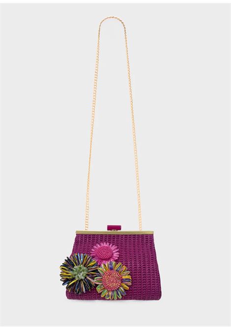 POCHETTE MARBELLA IN PAGLIA+FIORI NALì | SNPC0022FUCSIA