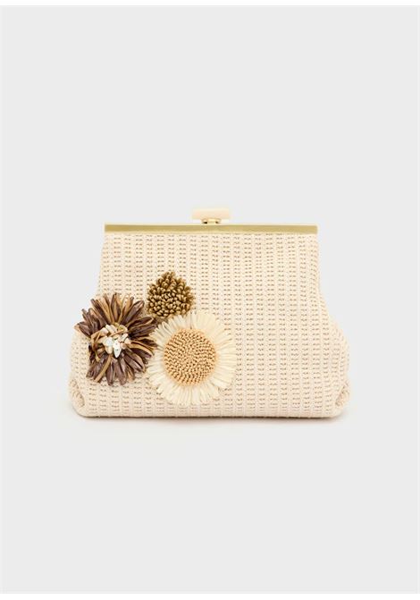 POCHETTE MARBELLA IN PAGLIA+FIORI NALì | SNPC0023BEIGE