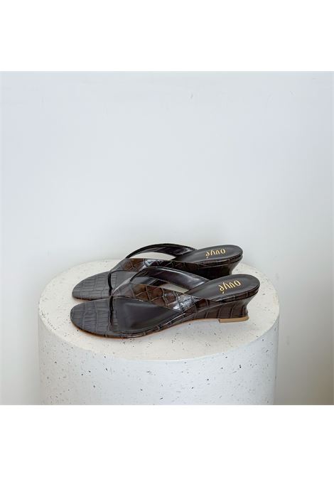 Sandalo In Pelle Stampa Cocco OVYè | AC2890COCMORO