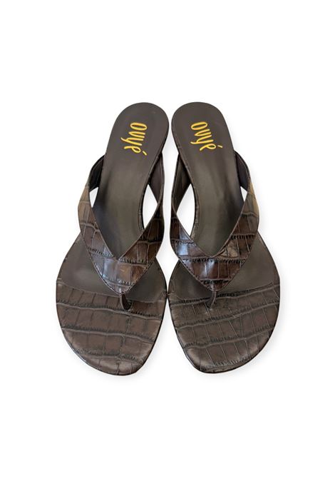 Sandalo In Pelle Stampa Cocco OVYè | AC2890COCMORO