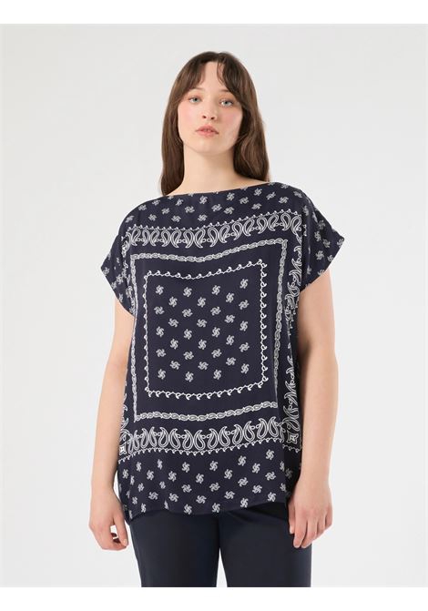 Tunica in raso stampato e jersey - BLU MARINO PERSONA by M.Rinaldi | PMRBIADA002