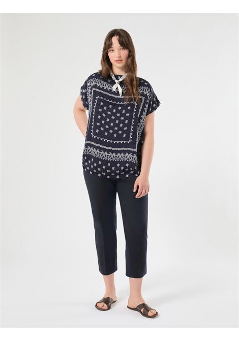 Tunica in raso stampato e jersey - BLU MARINO PERSONA by M.Rinaldi | PMRBIADA002