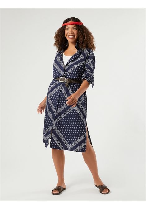 Abito chemisier in popeline di cotone - BLU MARINO