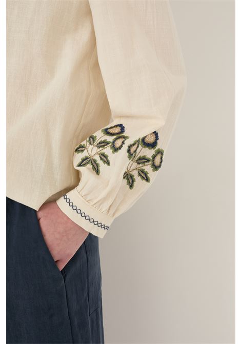 Camicia in cotone con ricami SOUVENIR | D39V0461BURRO