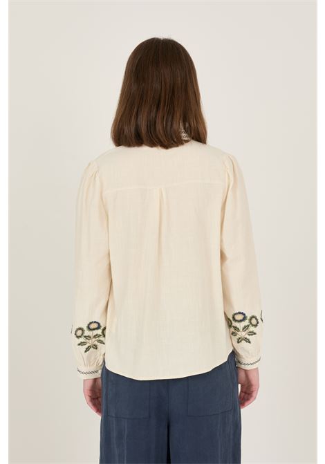 Camicia in cotone con ricami SOUVENIR | D39V0461BURRO