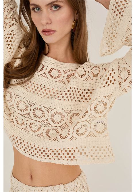 Blusa in macrame SOUVENIR | D39V0701BURRO