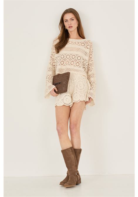 Blusa in macrame SOUVENIR | D39V0701BURRO