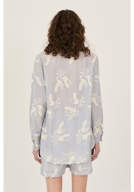 Camicia millerighe con ricami SOUVENIR | D39V1454AZZURRO
