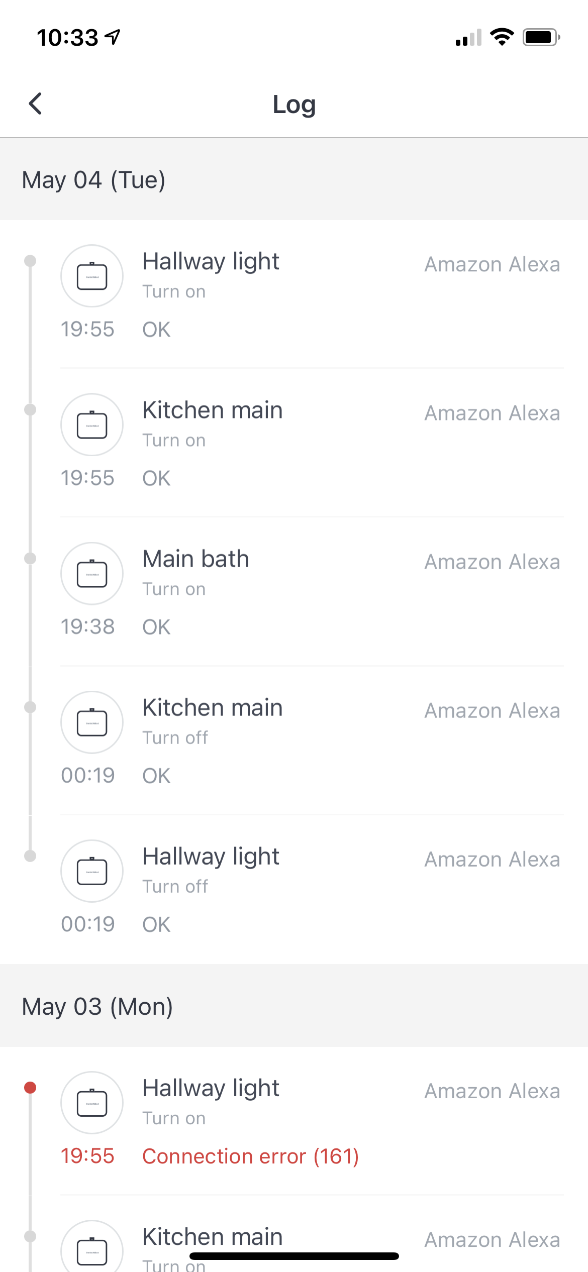 switchbot app hub logs