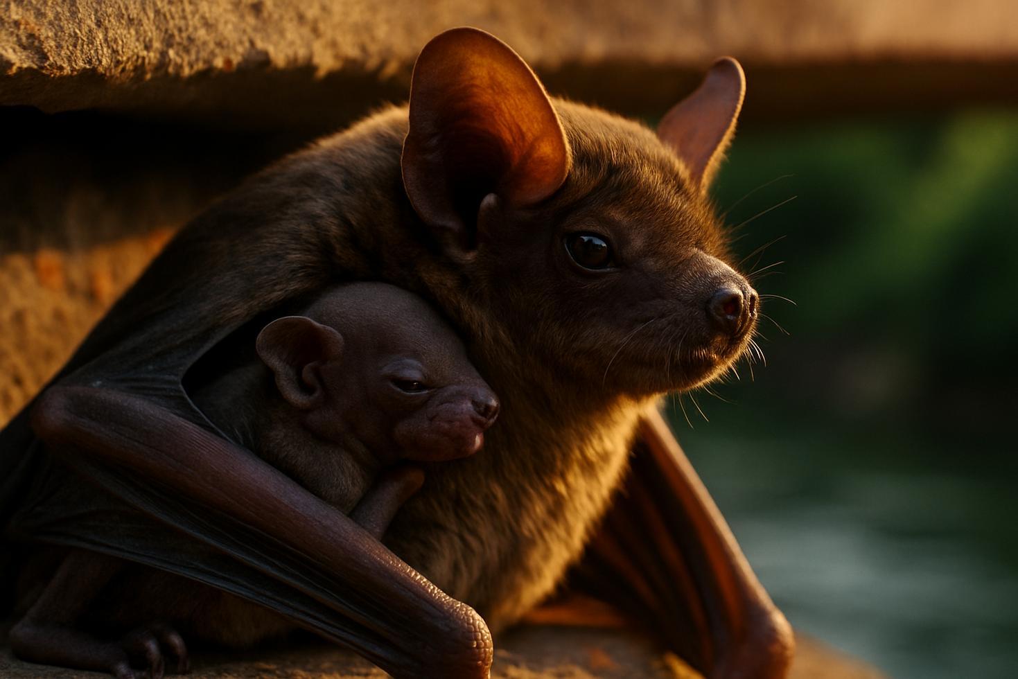 Mexican free-tailed bats emerging at dusk from beneath a concrete highway bridge in Austin, Texas, in a dense swirling cloud