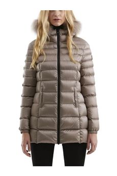 Piumino da donna di colore mastice Refrigiwear | LONG MEAD FUR JACKETA00160