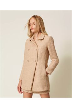 Cappotto da donna di colore beige e oro Twinset | 252TP214112778