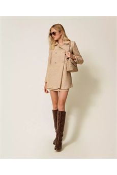 Cappotto da donna di colore beige e oro Twinset | 252TP214112778