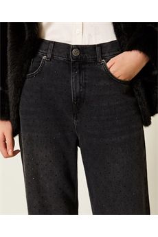 Jeans da donna in denim nero Twinset | 252TT227101103