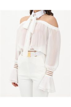 Blusa da donna di colore avorio Elisabetta Franchi | CA13561E2X88