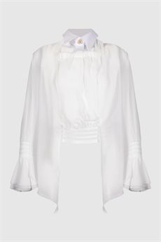 Blusa da donna di colore avorio Elisabetta Franchi | CA13561E2X88