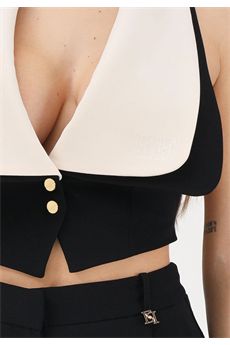 Gilet da donna di colore nero e burro Elisabetta Franchi | GL00161E2685