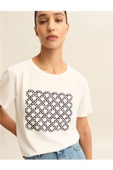 T-shirt da donna di colore bianco e blu Emme | EMMRACCONTO003