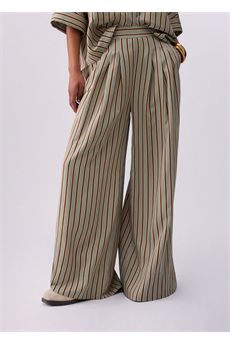 Pantaloni da donna di colore verde a righe Liu Jo Black | CA6089T553AP9641