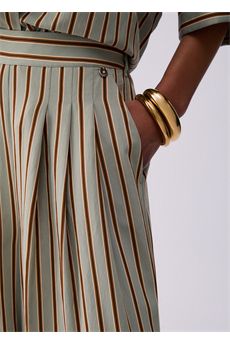 Pantaloni da donna di colore verde a righe Liu Jo Black | CA6089T553AP9641