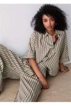 Pantaloni da donna di colore verde a righe Liu Jo Black | CA6089T553AP9641