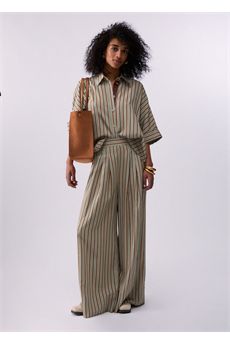 Pantaloni da donna di colore verde a righe Liu Jo Black | CA6089T553AP9641