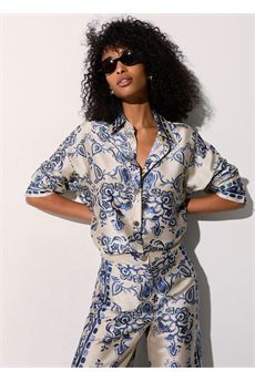 Camicia da donna di colore bianco e blu Liu Jo Black | CA6229TS555P9652