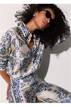 Camicia da donna di colore bianco e blu Liu Jo Black | CA6229TS555P9652