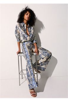 Pantaloni da donna di colore bianco e blu Liu Jo Black | CA6230TS555P9652