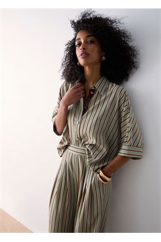 Camicia da donna di colore verde a righe Liu Jo Black | CA6351T553AP9641