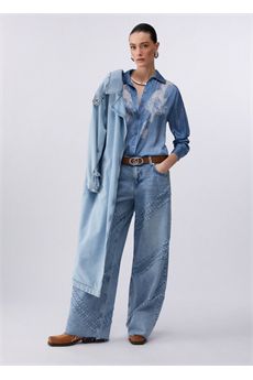 Camicia da donna in denim blu Liu.Jo Denim | UA6343T595879044