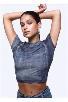 T-shirt da donna in denim blu Liu.Jo Denim | UA6502J1624L9680