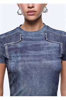 T-shirt da donna in denim blu Liu.Jo Denim | UA6502J1624L9680