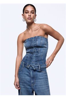 Top da donna in blu denim