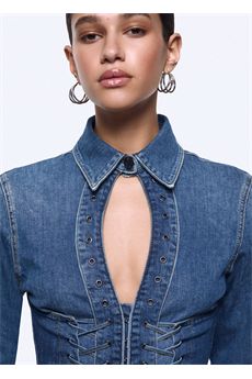 Camicia da donna in blu denim Liu.Jo Denim | UA6507D039979157