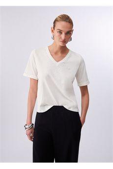 T-shirt da donna di colore bianco latte Liu.Jo Sport | TA6284JS92310105