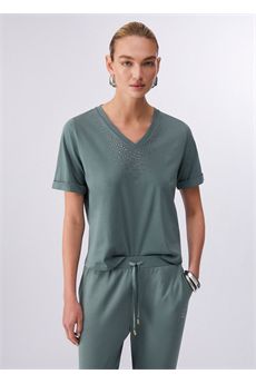 T-shirt da donna di colore verde militare Liu.Jo Sport | TA6284JS92376009