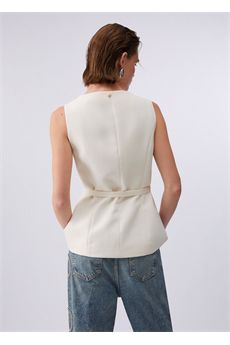 Gilet da donna di colore panna Liu.jo White | WA6209TS896X0760
