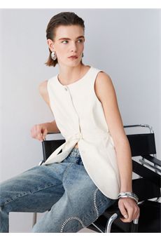 Gilet da donna di colore panna Liu.jo White | WA6209TS896X0760