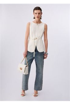 Gilet da donna di colore panna Liu.jo White | WA6209TS896X0760