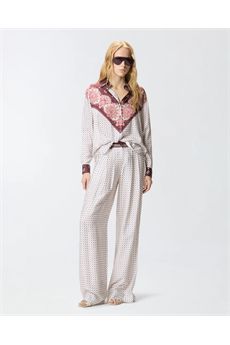 Pantaloni da donna Multicolor Bianco-Bordeaux-Azzurro Pinko | RUTHBBA