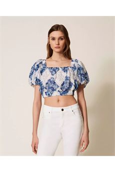 Blusa da donna con Stampa Rombi Floreali Blu / Azzurro Topazio Twinset | 261TP213D13405