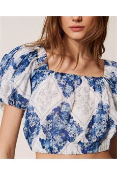 Blusa da donna con Stampa Rombi Floreali Blu / Azzurro Topazio Twinset | 261TP213D13405