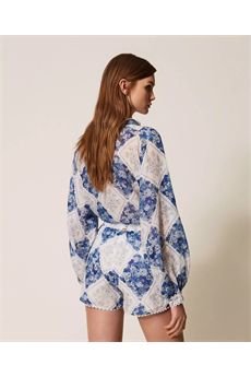 Shorts da donna Stampa Rombi Floreali Blu / Azzurro Topazio Twinset | 261TP213F13405