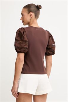 T-shirt da donna di colore marrone Twinset | 261TT226012110