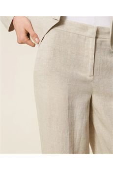 Pantaloni da donna di colore Natural Bright Linen Twinset | 261TT252113499