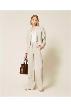 Pantaloni da donna di colore Natural Bright Linen Twinset | 261TT252113499