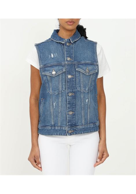 Gilet in denim con logo e frange di strass - Pinko - Bla Bla Boutique |  since 1977 | Luxury multi brand Store