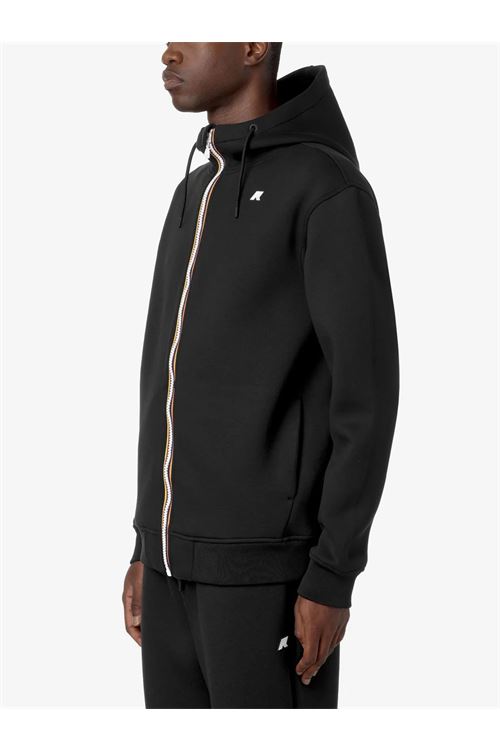 Giacca Fleece Calda Uomo nero con Cappuccio Regolabile K-WAY | Felpa | RAINER SPACERUSY